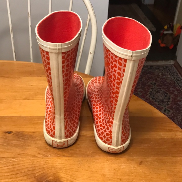 COACH URSULA WOMEN’S RAIN BOOTS ORANGE SIZE 7 - Picture 4 of 7